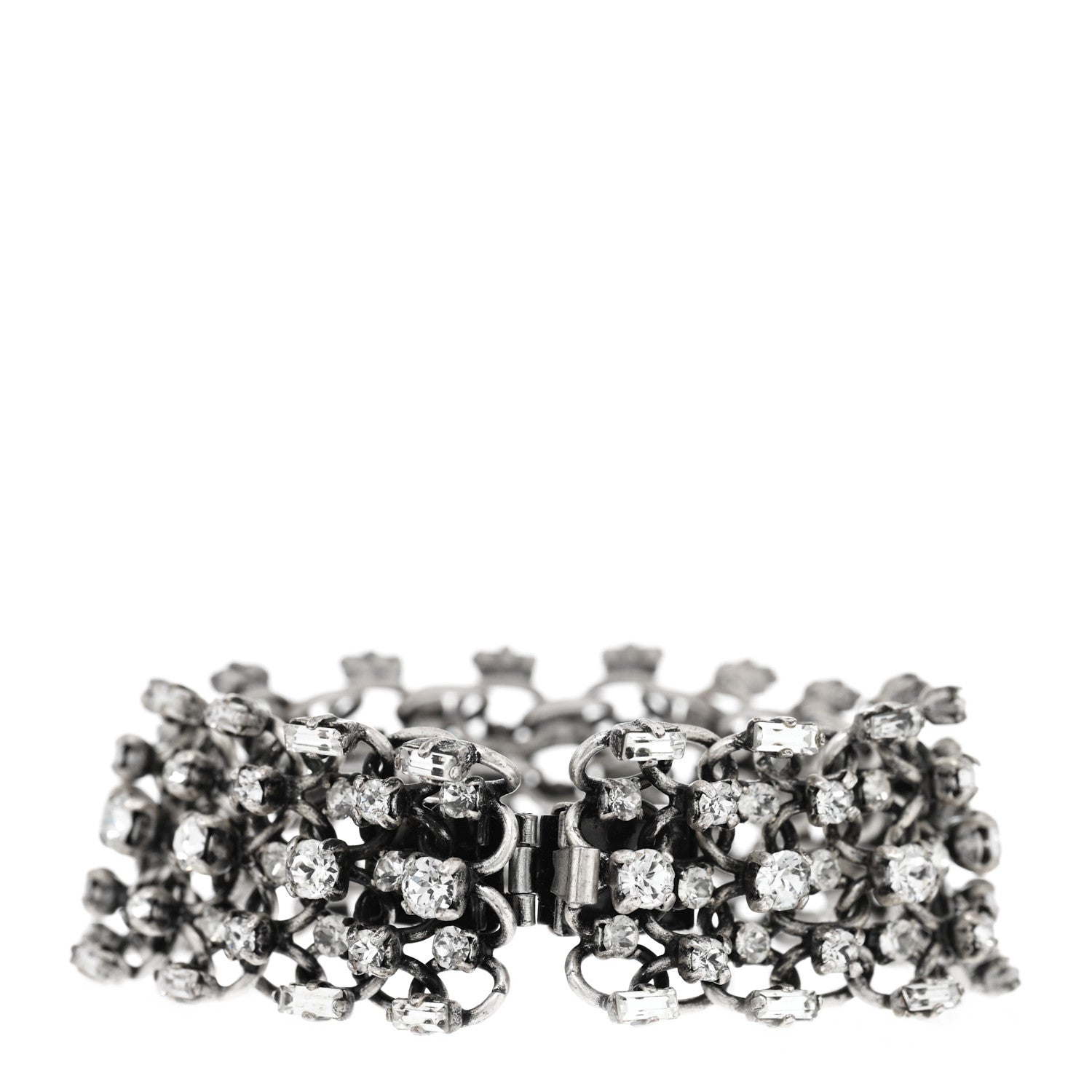 Saint Laurent Crystal Link Chain Bracelet Silver 3 of 5