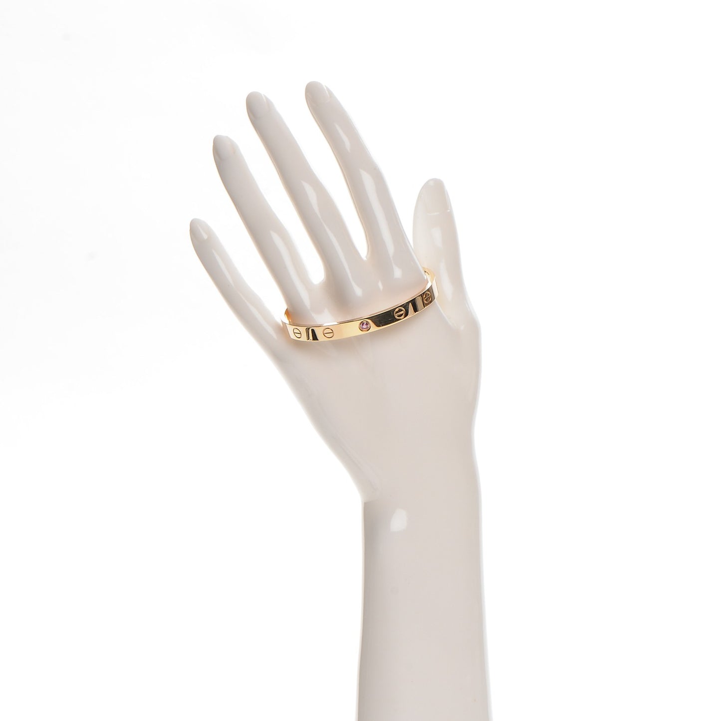 18K Pink Gold Pink Sapphire LOVE Cuff Bracelet 17