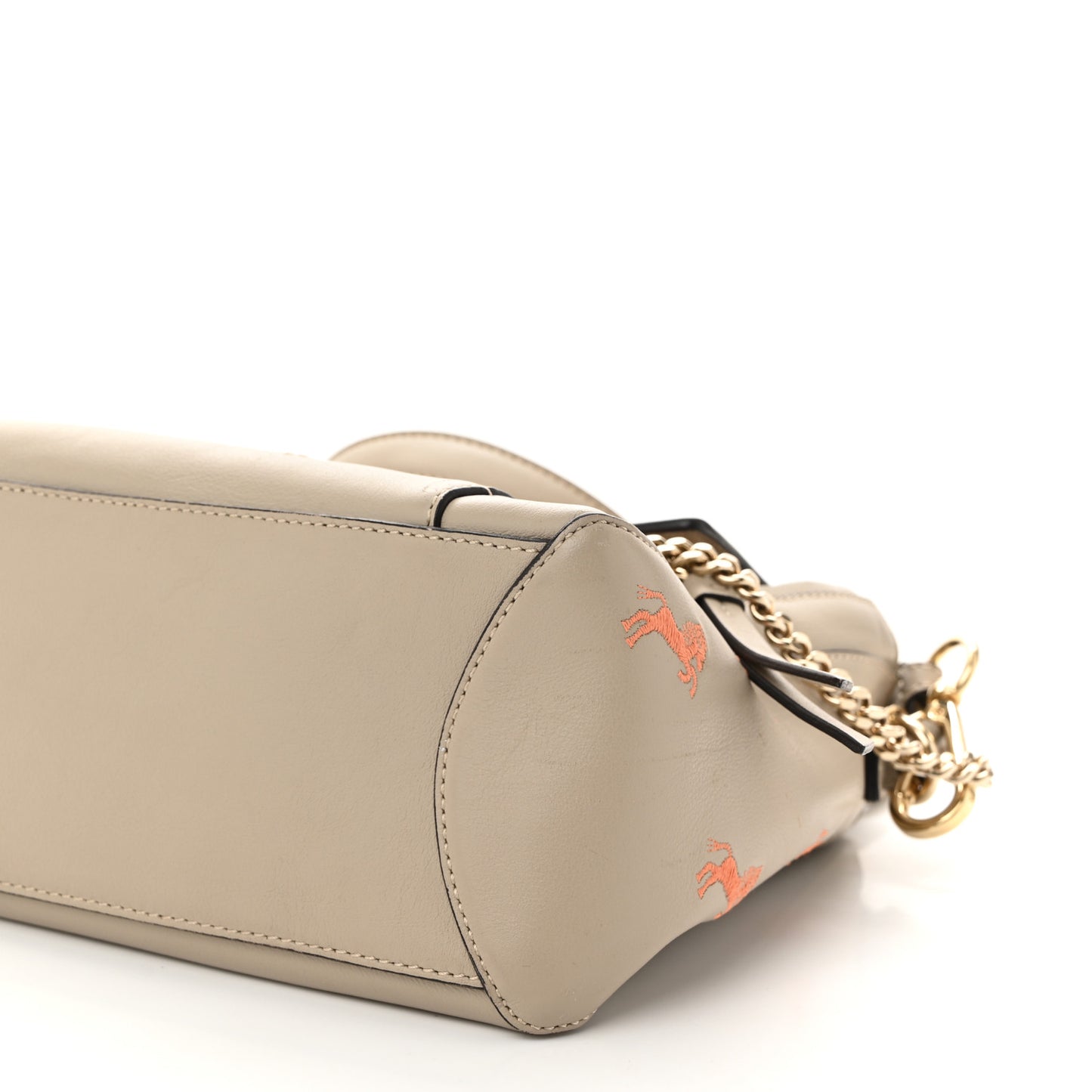 Smooth Calfskin Little Horses Embroidered Small Faye Day Shoulder Bag Pastel Grey
