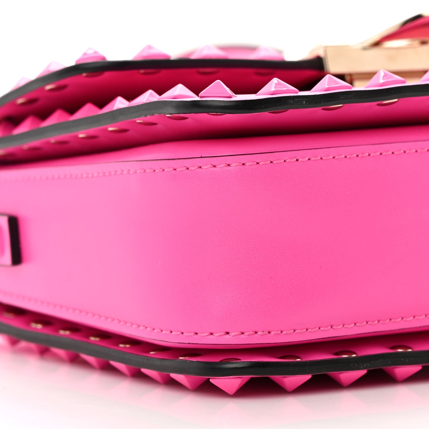 Valentino Garavani Smooth Calfskin Enamel Tonal Small Rockstud23 Shoulder Bag Pink PP 8 of 17
