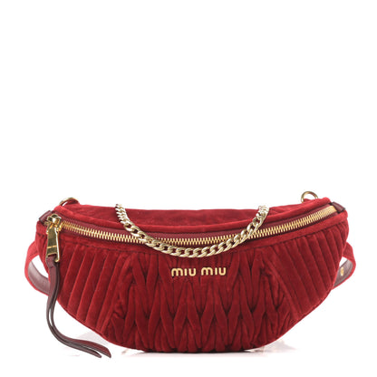 Miu Miu Velluto Matelasse Rider Belt Bag Cherry 1 of 12