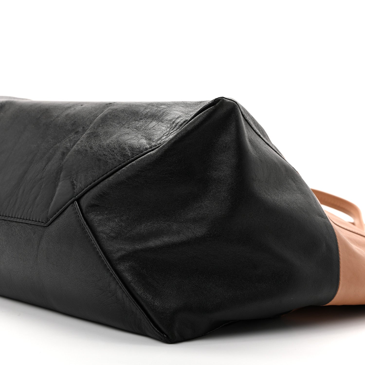Celine Lambskin Horizontal Bicolor Cabas Camel Black 10 of 13