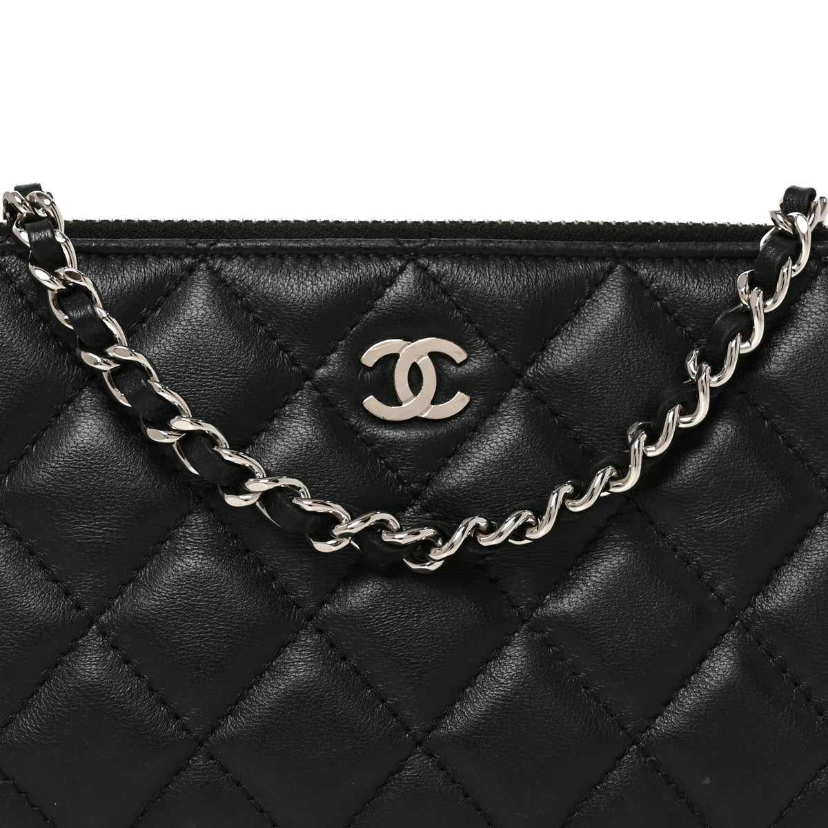 Chanel Lambskin Quilted Small Clutch With Chain Black 7 of 10