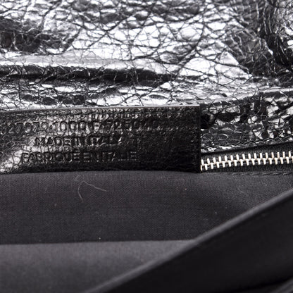 Balenciaga Agneau Giant 12 Silver Hardware Envelope Strap Clutch Black 6 of 9