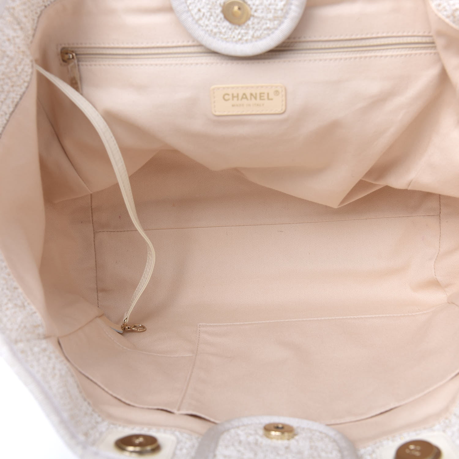 Chanel Lurex Boucle Medium Deauville Tote White 5 of 12