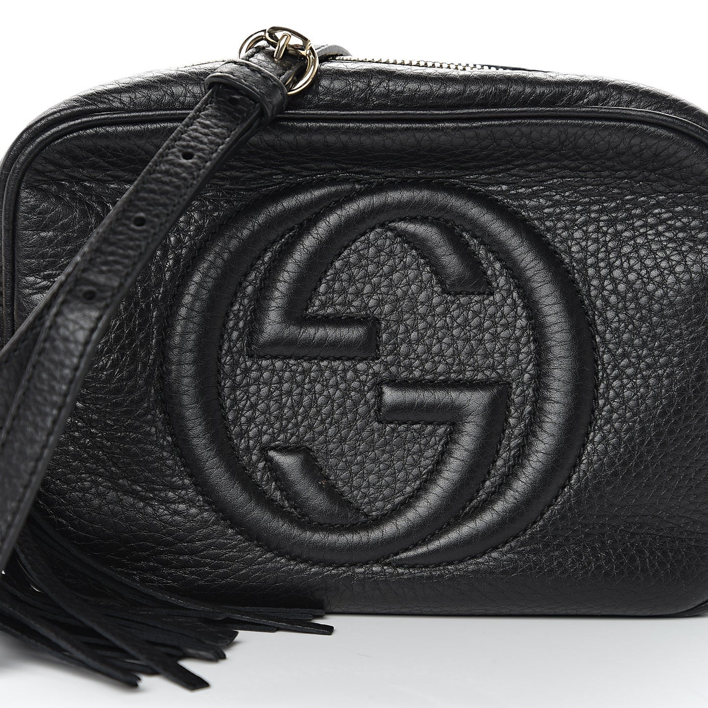 Pebbled Calfskin Small Soho Disco Bag Black