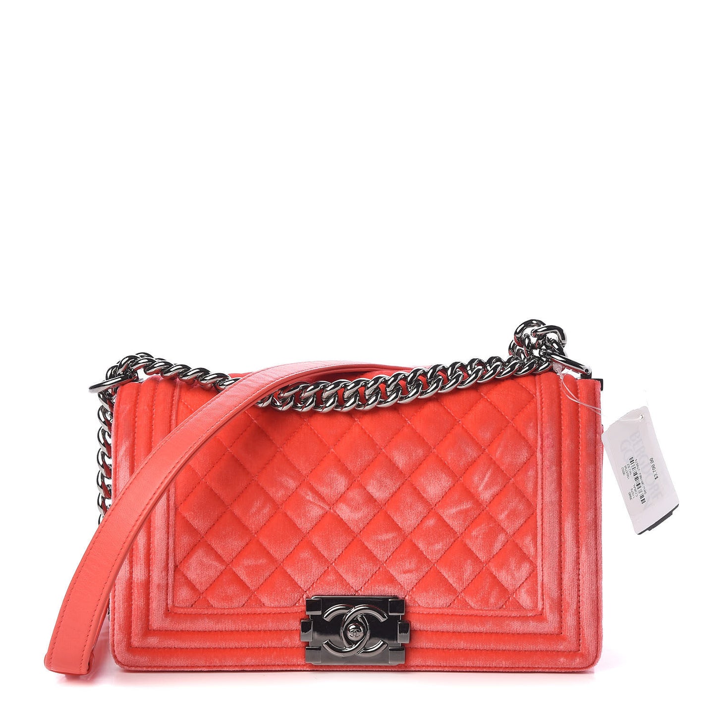 Velvet Quilted Medium Boy Flap Coral