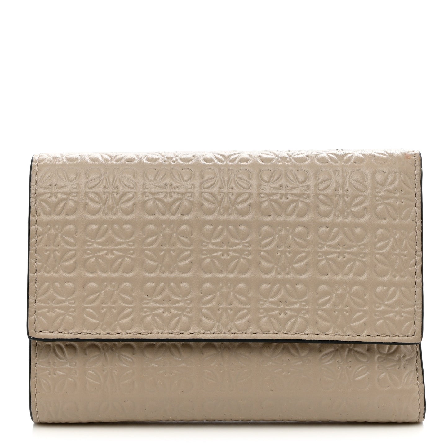 Calfskin Embossed Small Wallet Light Oat