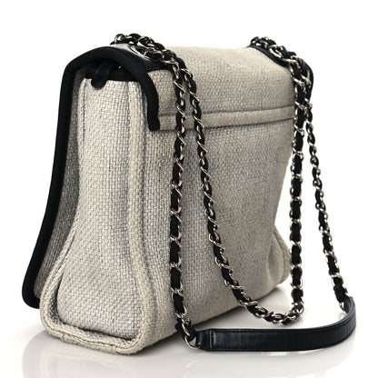 Chanel Woven Straw Raffia Small Deauville Messenger Grey 3 of 11