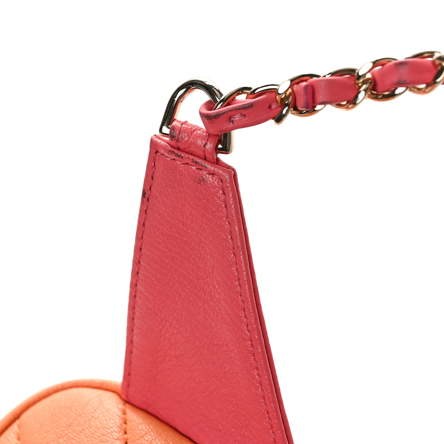 Goatskin Quilted Tri-Color In & Out Waist Bag Orange Green Pink