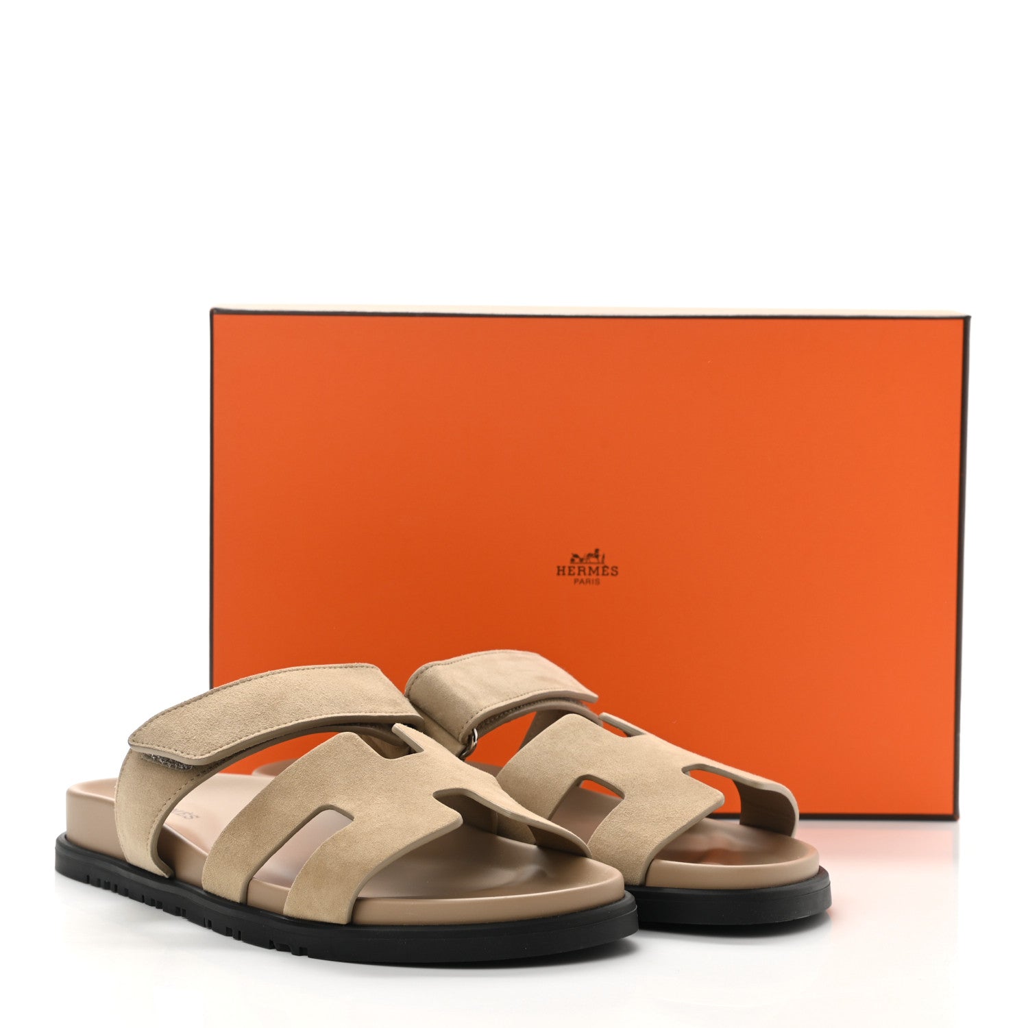 Hermes Suede Goatskin Womens Chypre Sandals 38.5 Beige Argile 9 of 9