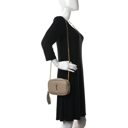 Saint Laurent Grain De Poudre Matelasse Monogram Mini Lou Camera Bag Dark Beige 2 of 11