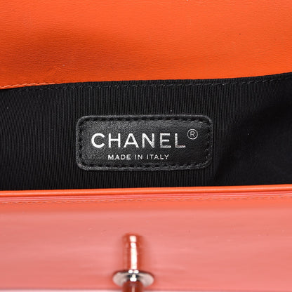 Chanel Patent Calfskin Medium Plexiglass Boy Flap Orange 6 of 12