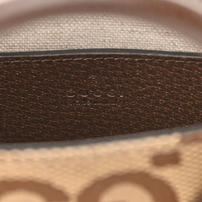 Gucci Monogram Jumbo GG Textured Dollar Calfskin Web Mini Vertical Tote Camel Ebony New Acero 6 of 14