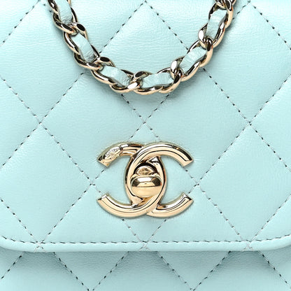 Chanel Lambskin Quilted Mini Trendy CC Chain Wallet Light Blue 7 of 10