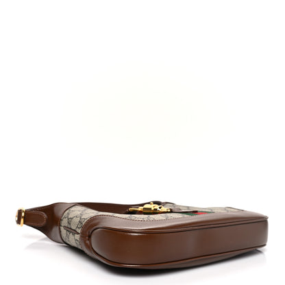 Gucci GG Supreme Monogram Azalea Calfskin Web Small Jackie 1961 Hobo Beige Ebony Brown Sugar 4 of 9