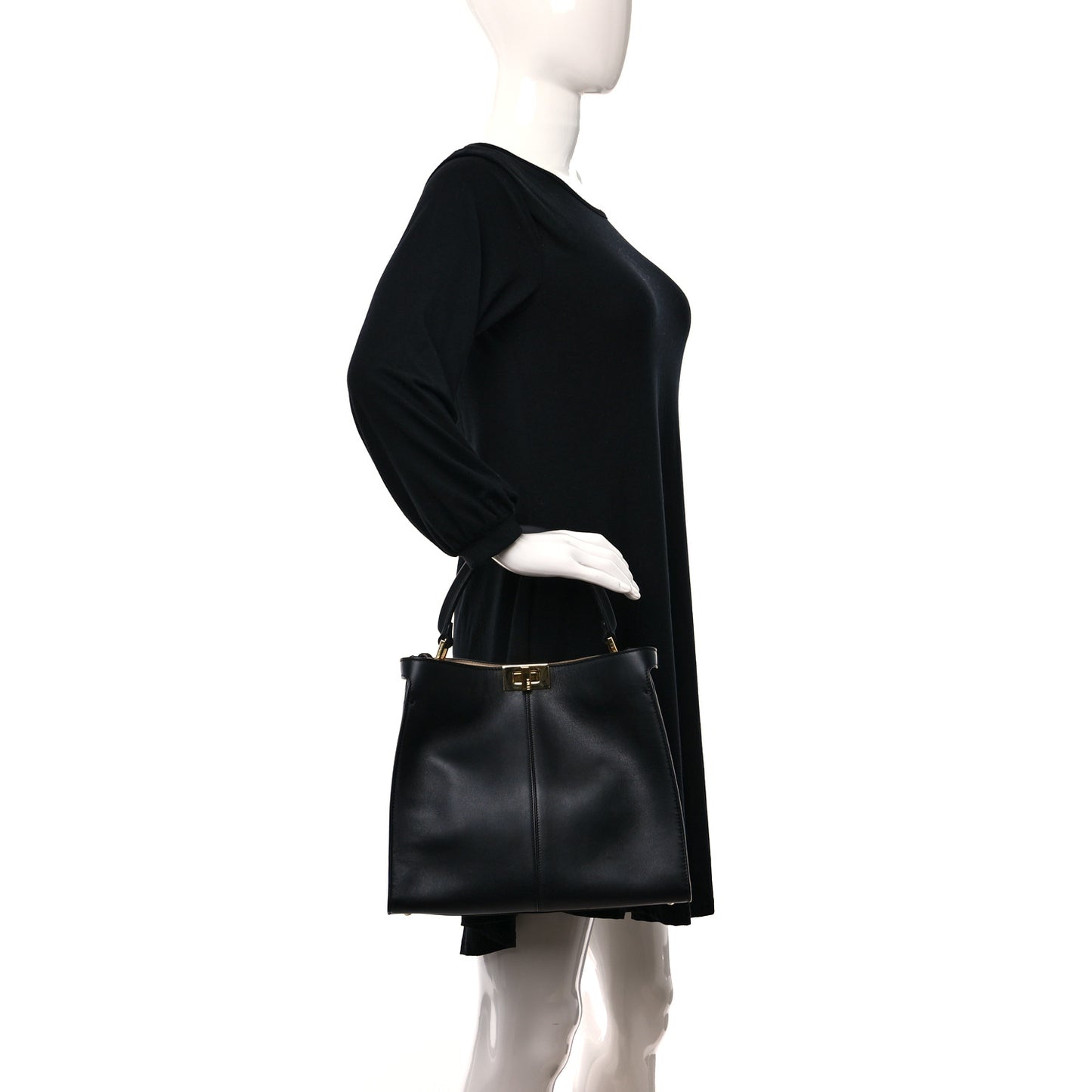 Vitello Seta Glazed Fabric FF 1974 Medium Peekaboo X-Lite Black Mogano Panna