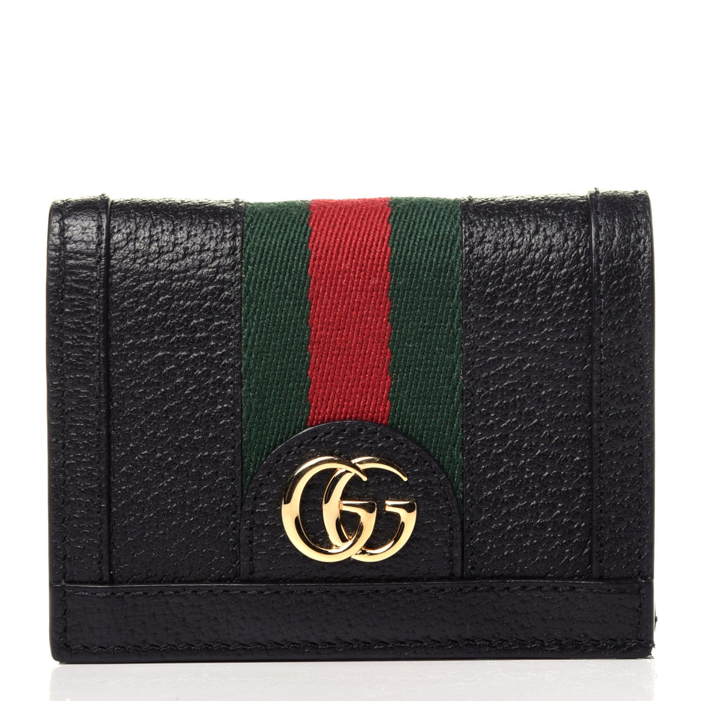 Calfskin Web Ophidia Card Case Black