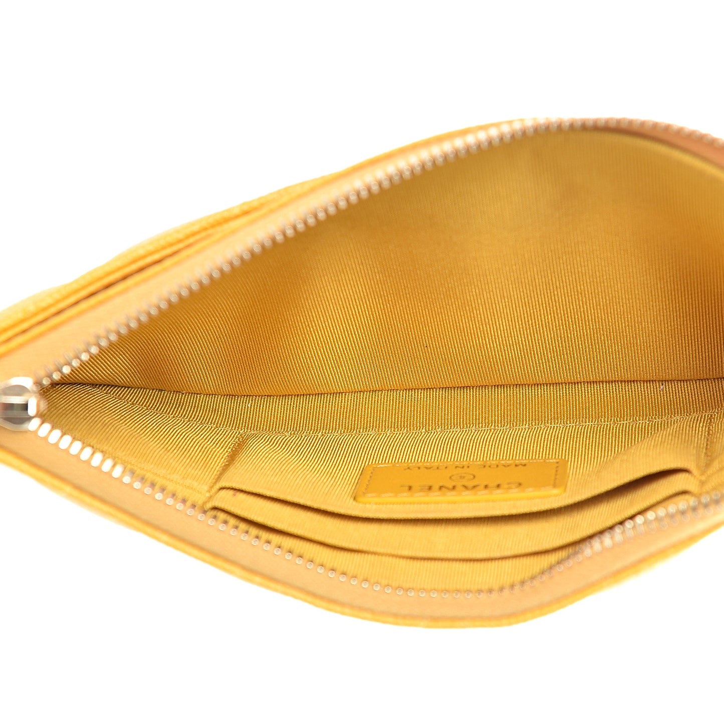 Caviar Quilted Classic Zip Pouch Yellow