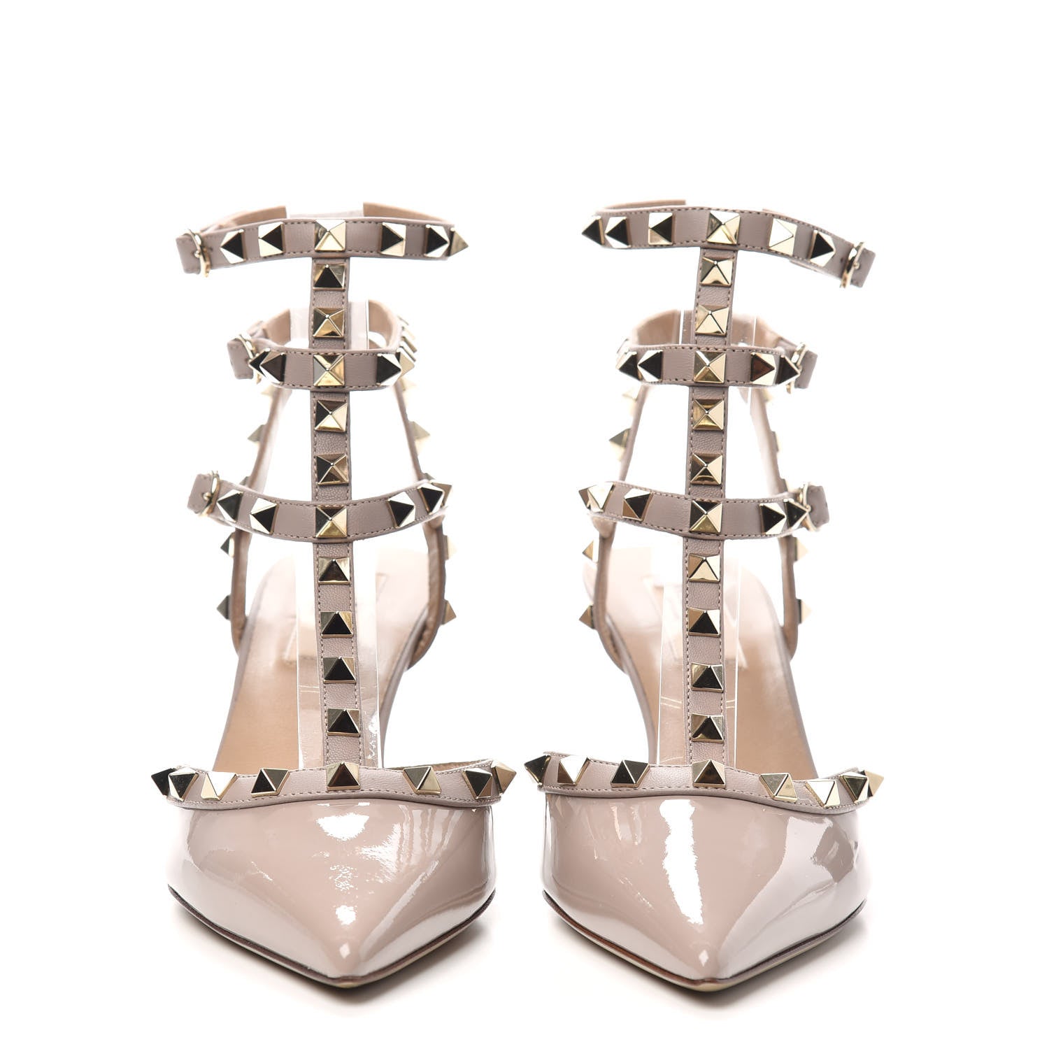 Valentino Garavani Patent Nappa Rockstud Ankle Strap 65mm Pumps 37.5 Poudre 2 of 7