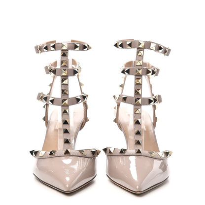 Valentino Garavani Patent Nappa Rockstud Ankle Strap 65mm Pumps 37.5 Poudre 2 of 7