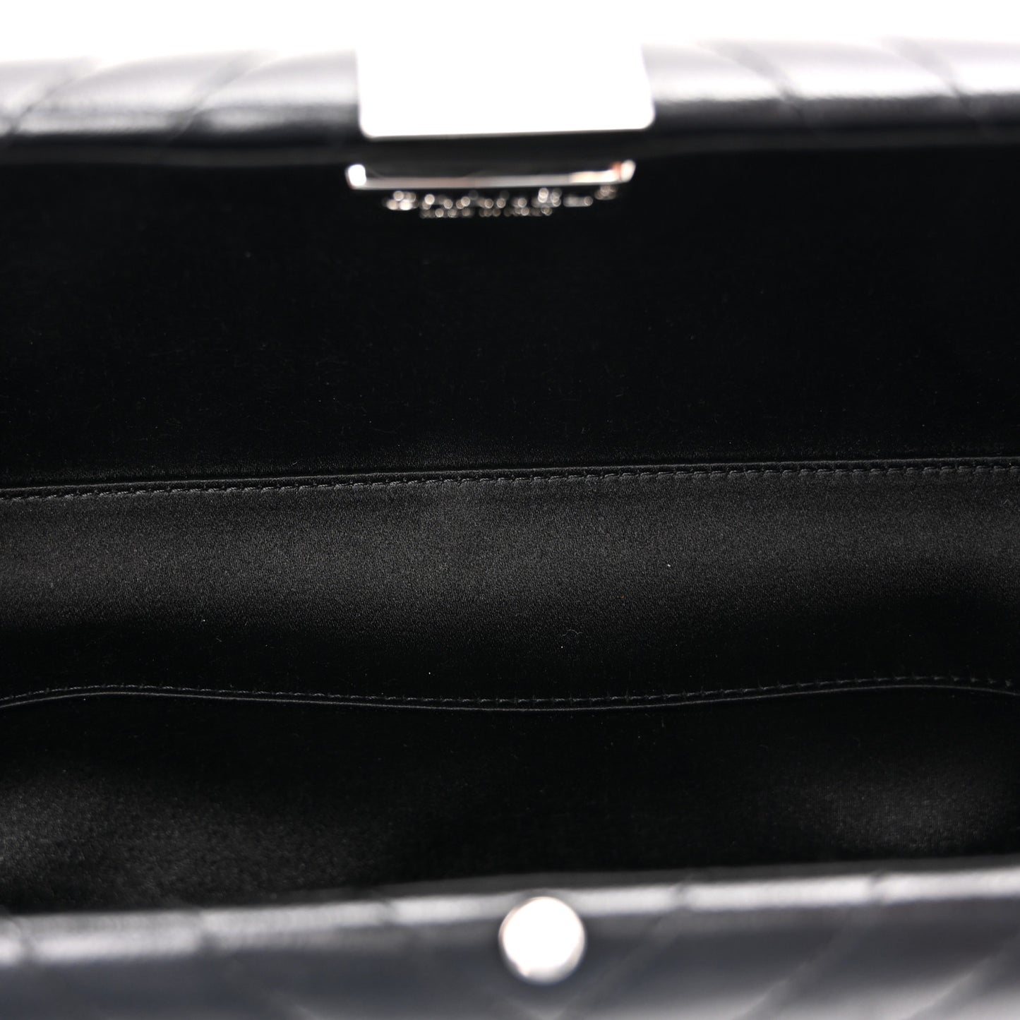 Lambskin Chevron Quilted CC Fringe Clutch Black