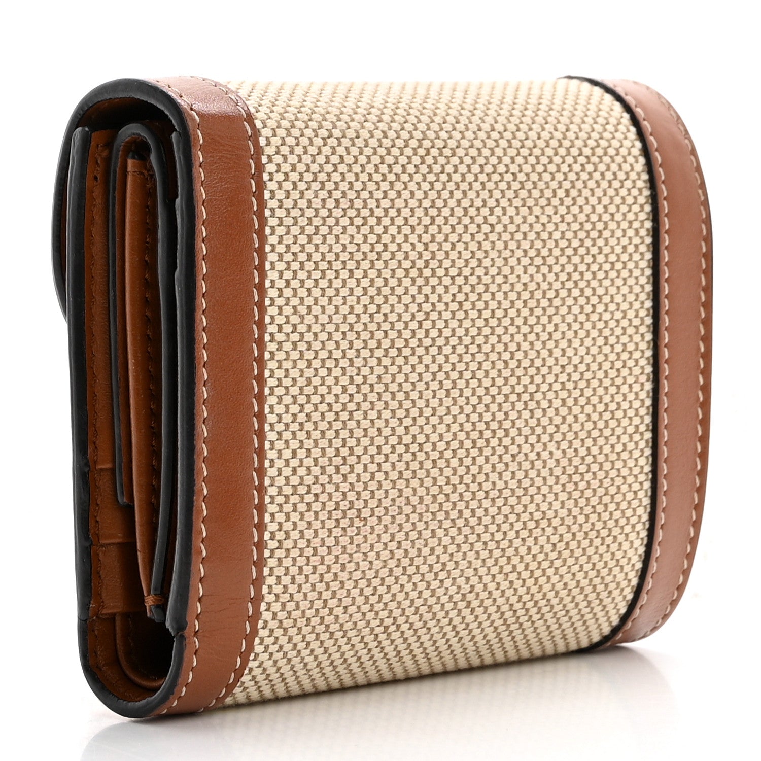 Celine Textile Calfskin Small Triomphe Wallet Natural Tan 3 of 13
