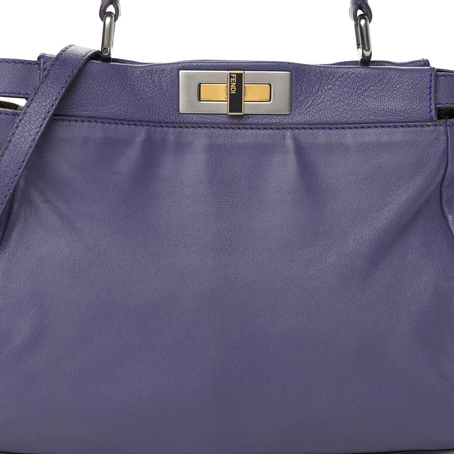 Fendi Goatskin Zucca Medium Peekaboo Iconic Satchel Purple 10 of 19