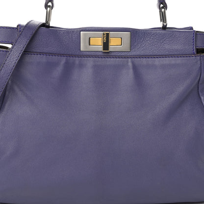 Fendi Goatskin Zucca Medium Peekaboo Iconic Satchel Purple 10 of 19