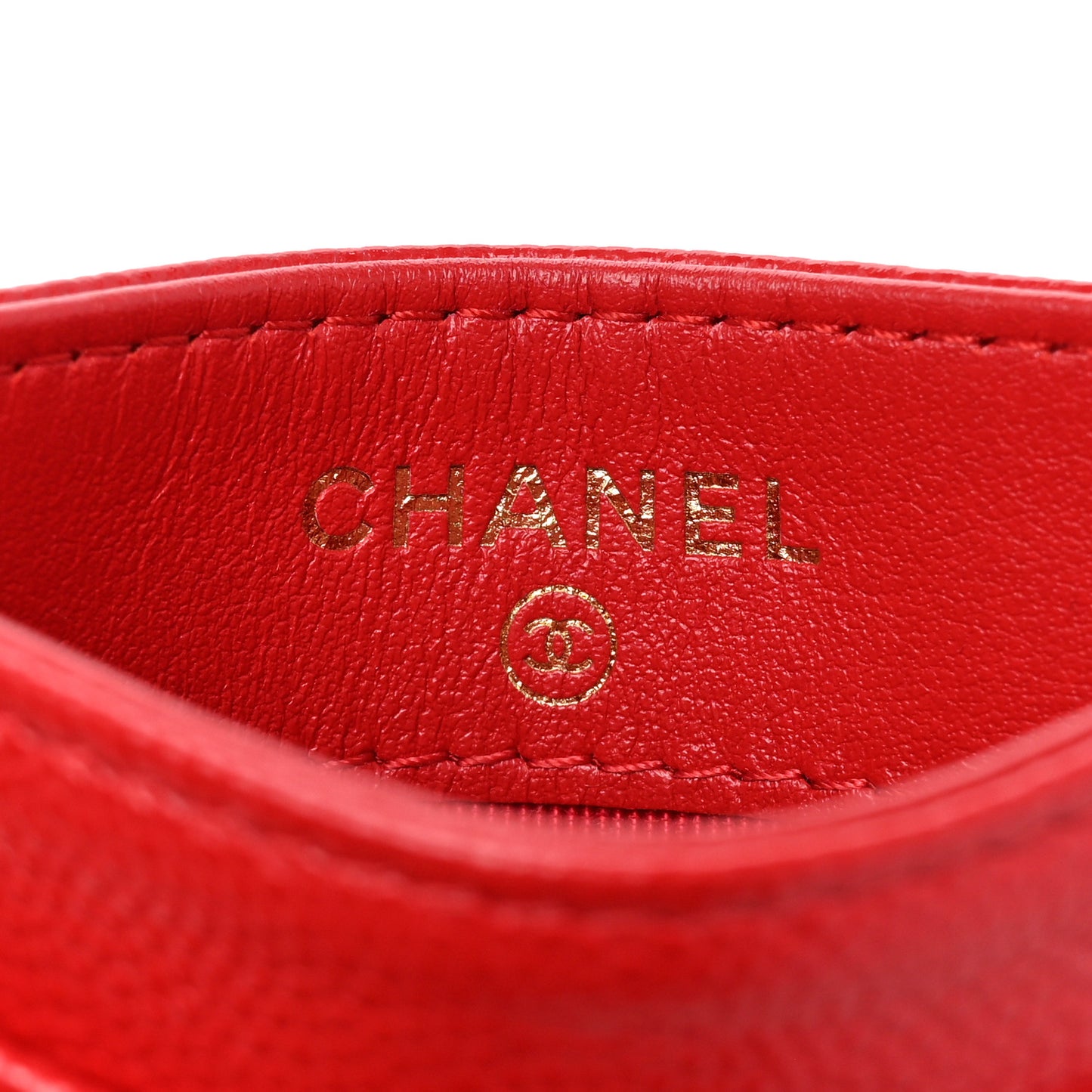 Caviar Quilted Card Holder Red