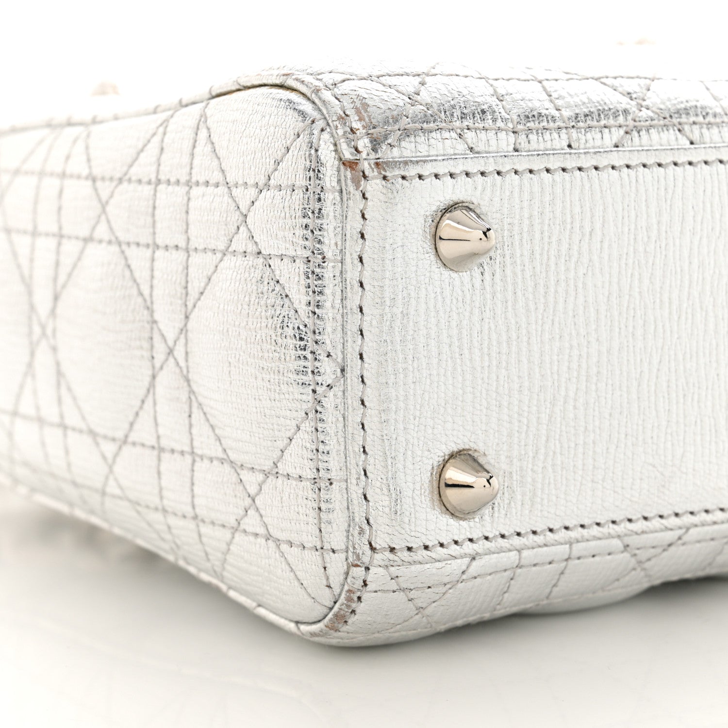 Christian Dior Metallic Grained Calfskin Cannage Small Lucky Badges My Lady Dior Silver 9 of 16