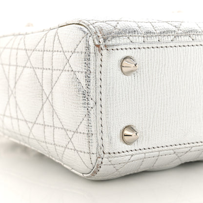 Christian Dior Metallic Grained Calfskin Cannage Small Lucky Badges My Lady Dior Silver 9 of 16
