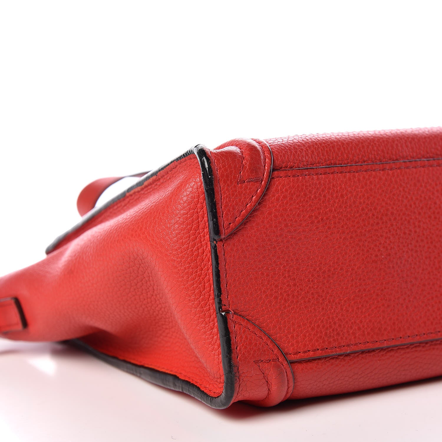 Celine Drummed Calfskin Nano Luggage Coquelicot 5 of 14