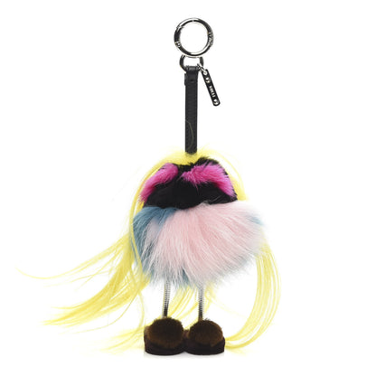 Fendi Goat Mink Fox Fur Mum Wonders Bag Charm Yellow Water Multicolor 1 of 4