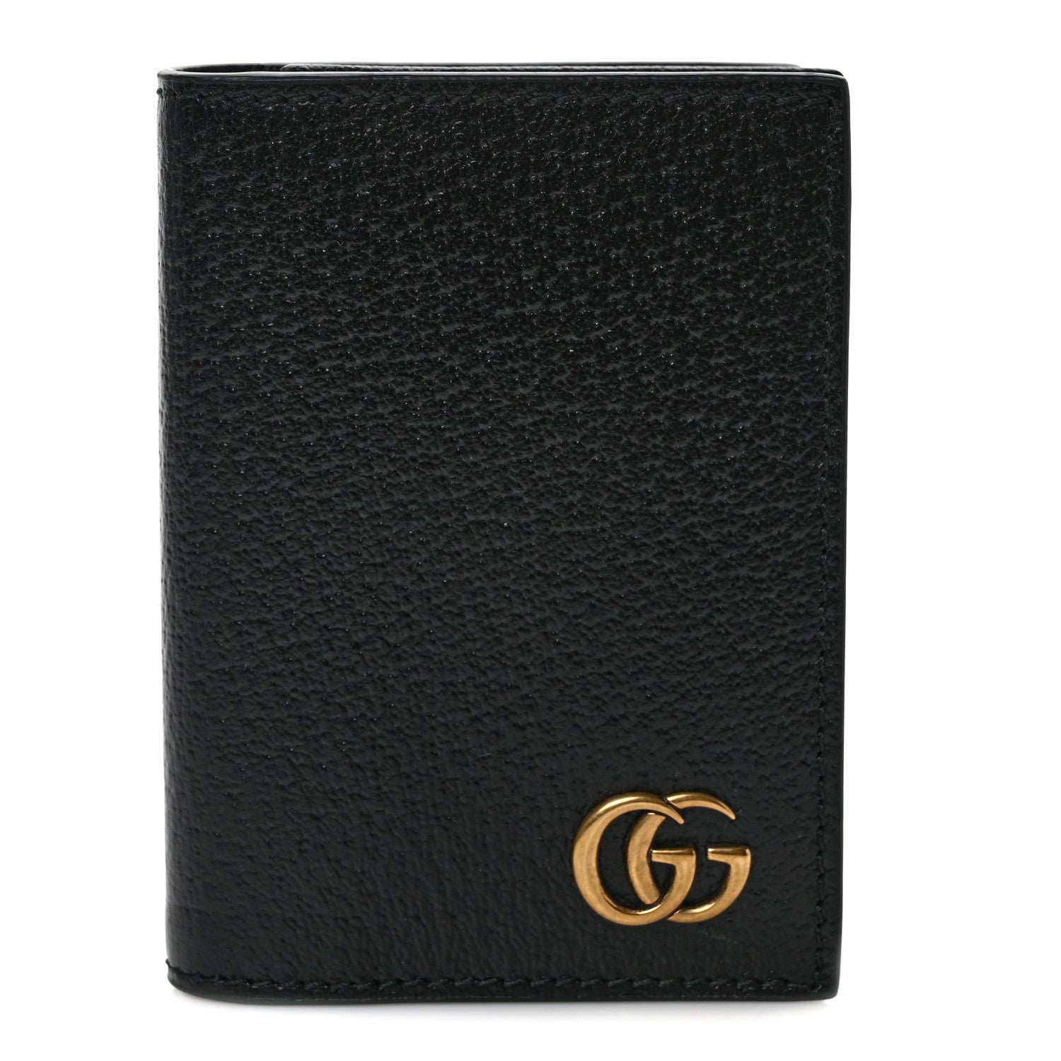 Gucci Calfskin Boar Effect GG Marmont Card Case Black 1 of 7