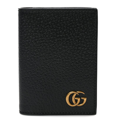 Gucci Calfskin Boar Effect GG Marmont Card Case Black 1 of 7