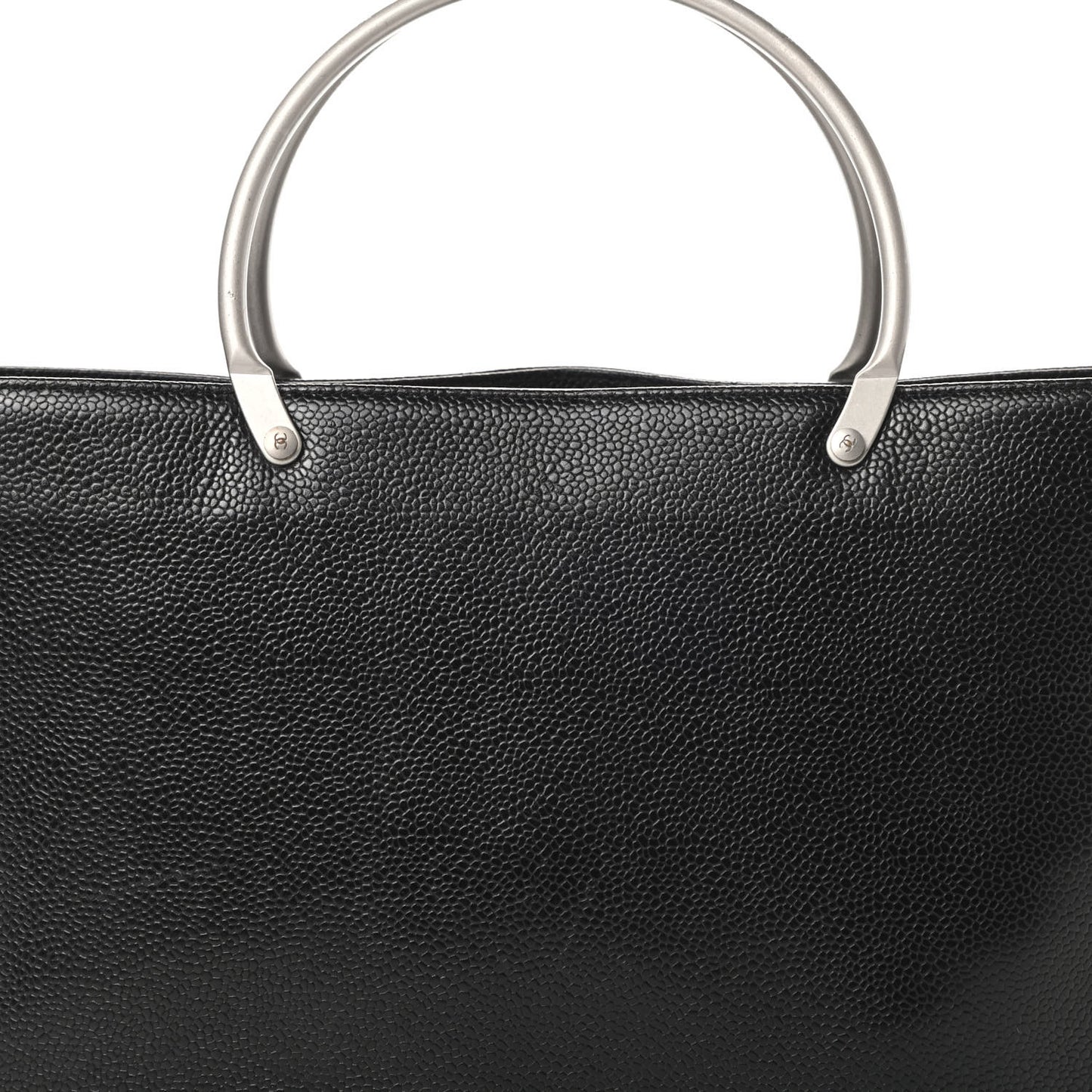 Caviar Metal Handle Tote Black