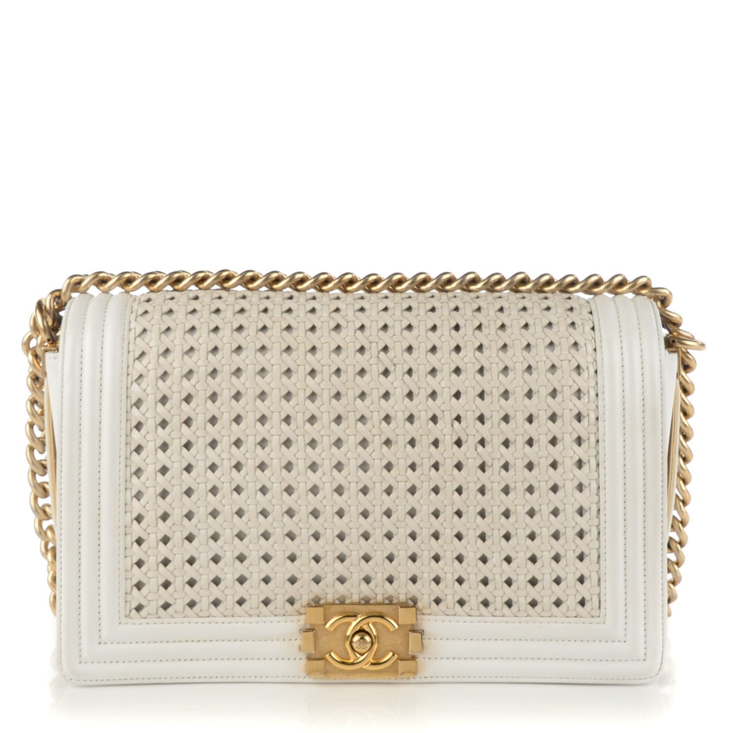 Sheepskin Braided New Medium Boy Reverso Flap White