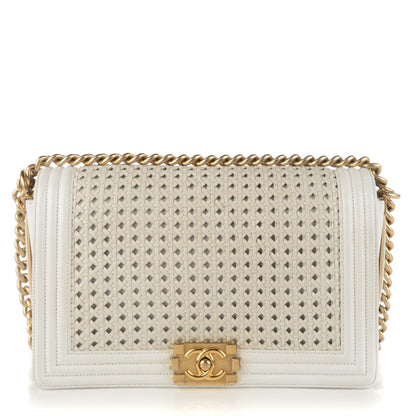 Chanel Sheepskin Braided New Medium Boy Reverso Flap White 1 of 9