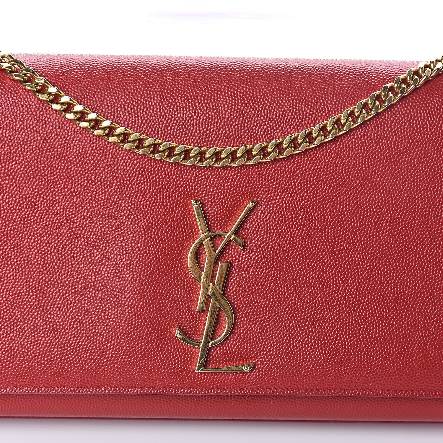Saint Laurent Grain De Poudre Medium Monogram Kate Satchel Red 7 of 9
