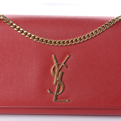 Saint Laurent Grain De Poudre Medium Monogram Kate Satchel Red 7 of 9
