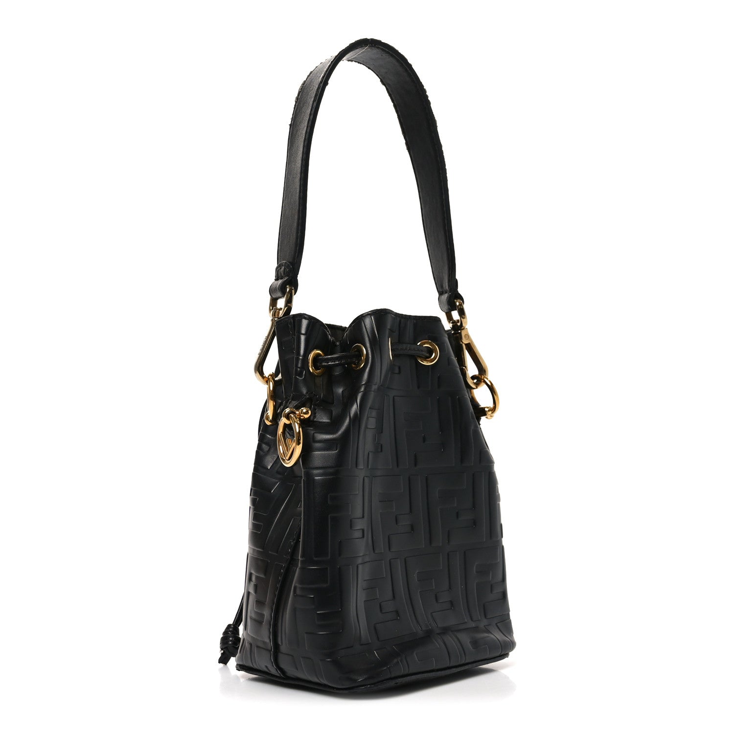 Fendi Vitello Liberty F is Fendi FF 1974 Embossed Mini Mon Tresor Bucket Bag Black 5 of 19