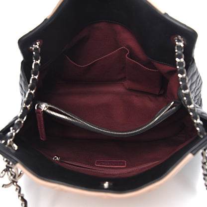Chanel Lambskin Quilted CC Shopping Tote Black Rose Clair 4 of 15