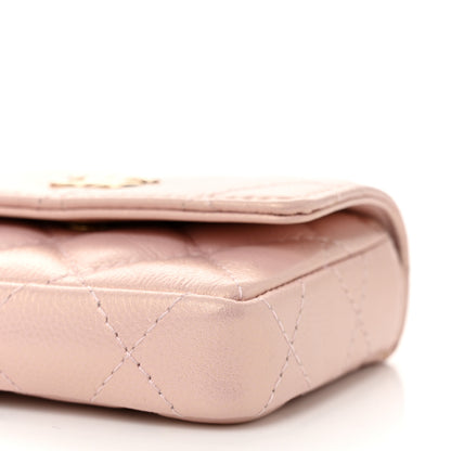 Chanel Iridescent Caviar Quilted Pearl On Top Coin Purse With Chain Light Pink 11 of 11