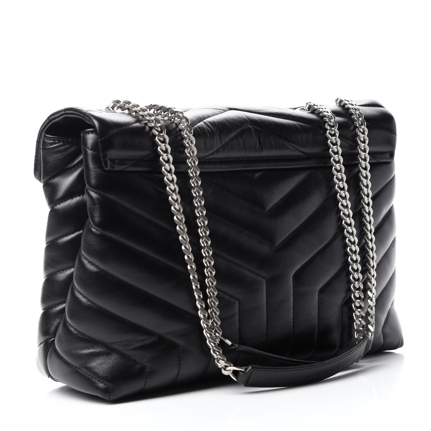 Saint Laurent Calfskin Y Quilted Monogram Medium Loulou Chain Satchel Black 3 of 11