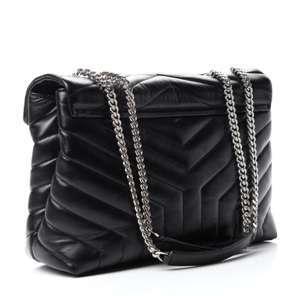 Saint Laurent Calfskin Y Quilted Monogram Medium Loulou Chain Satchel Black 3 of 11