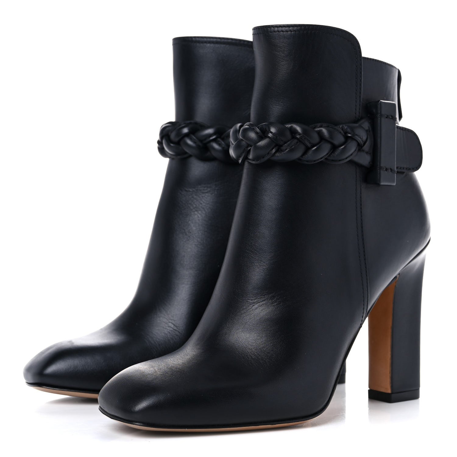 Valentino Garavani Vitello Braided Ankle 100mm Boots 35 Black 3 of 10