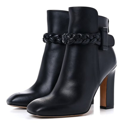 Valentino Garavani Vitello Braided Ankle 100mm Boots 35 Black 3 of 10
