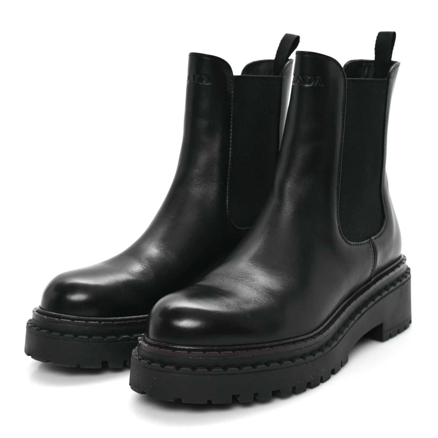 Prada Spazzolato Metal Triangle Logo 50mm Chelsea Boots 37 Black 4 of 11