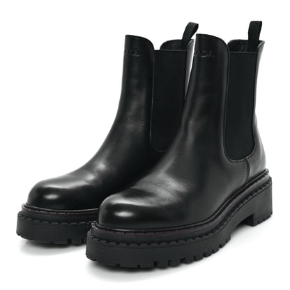 Prada Spazzolato Metal Triangle Logo 50mm Chelsea Boots 37 Black 4 of 11